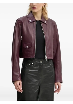 STAND STUDIO zip-fastening flap-pocket leather jacket - Red