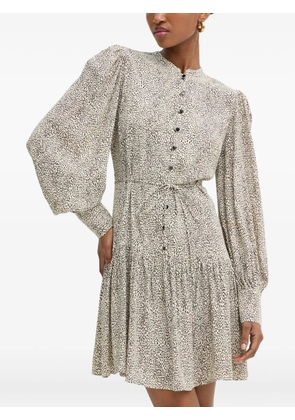 TWINSET puff-sleeve printed dress - Neutrals