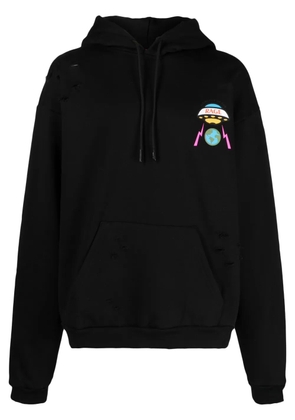 MEMBERS OF THE RAGE logo-print distressed cotton hoodie - Black