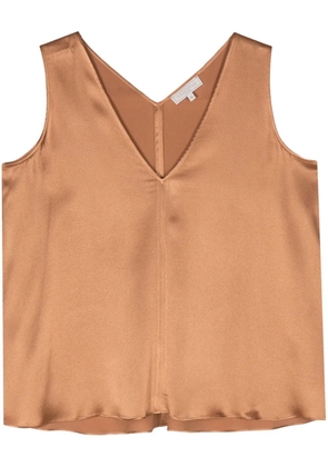 Antonelli V-neck satin top - Brown