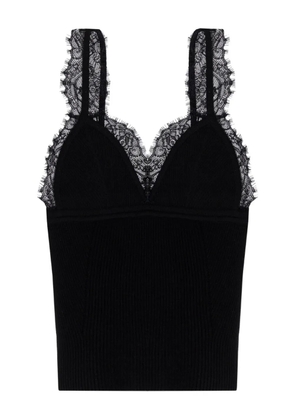 Blumarine lace-trimmed ribbed top - Black