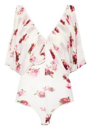 Magda Butrym V-neck ruched bodysuit - White