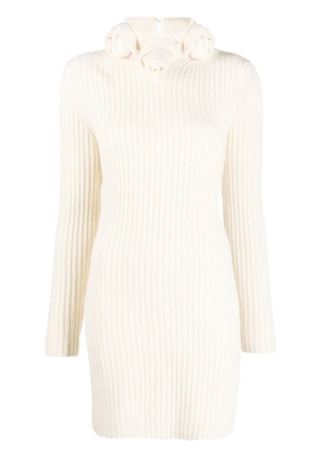Blumarine roll-neck wool mini dress - Neutrals