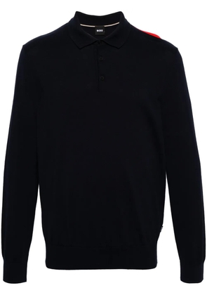 BOSS fine-knit polo jumper - Blue