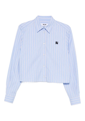 MSGM striped logo-embroidered shirt - Blue