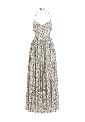 Dolce & Gabbana floral ruffled maxi dress - White