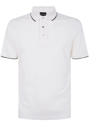 Emporio Armani logo-embroidered cotton polo shirt - White