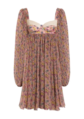 Dolce & Gabbana floral puff-sleeve dress - Pink