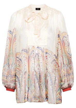ETRO graphic-print silk blouse - Neutrals