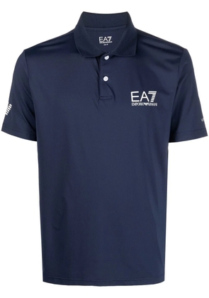 Ea7 Emporio Armani logo-print polo shirt - Blue