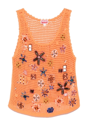 Kenzo embellished crochet top - Orange