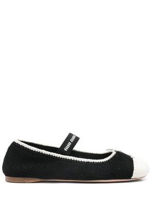 Miu Miu crochet-knit ballet flats - Black