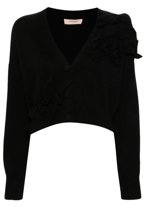 TWINSET floral-appliqué cardigan - Black