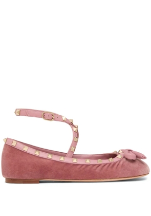 Valentino Garavani Rockstud velvet ballet flats - Pink