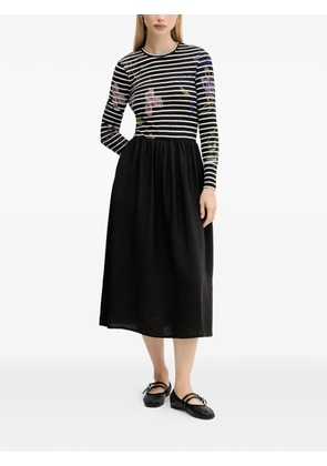 Desigual striped floral print midi dress - Black