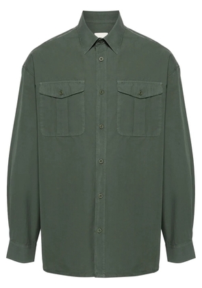 Emporio Armani logo-patch organic cotton shirt - Green