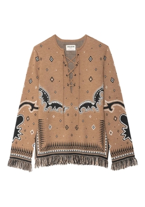 Zadig&Voltaire lace-up skull-print sweater - Neutrals