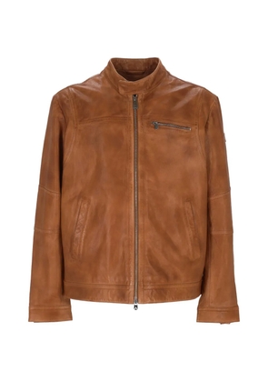 Peuterey zipped leather jacket - Brown