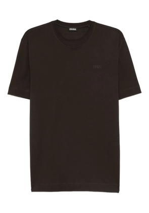 Zegna embroidered-logo T-shirt - Brown