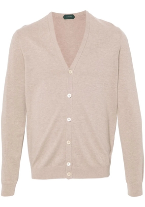 Zanone V-neck cotton cardigan - Neutrals