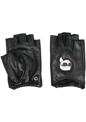 Karl Lagerfeld Ikon leather fingerless gloves - Black