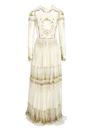 Giambattista Valli Jardin d'Eden embroidered tulle maxi dress - Neutrals