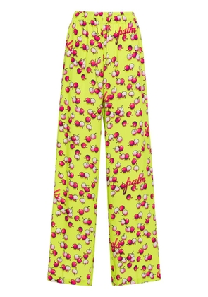 Palm Angels cherries-patterned flared trousers - Green