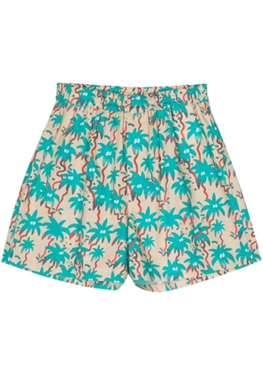 Junya Watanabe MAN graphic-print cotton shorts - Neutrals