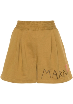 Marni logo-embroidered track shorts - Yellow