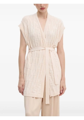 TWINSET belted logo-detail cardigan - Neutrals
