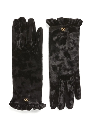 Valentino Garavani VLogo-signature ruffled gloves - Black