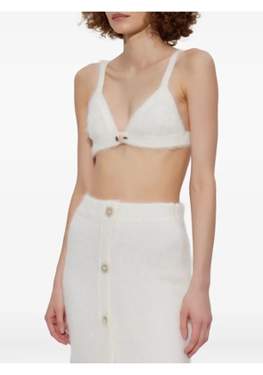 Alessandra Rich flower-embellishment top - White