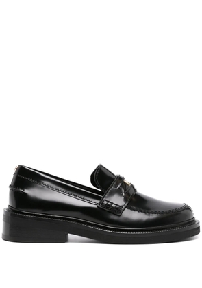 Maje Clover-detail leather loafers - Black