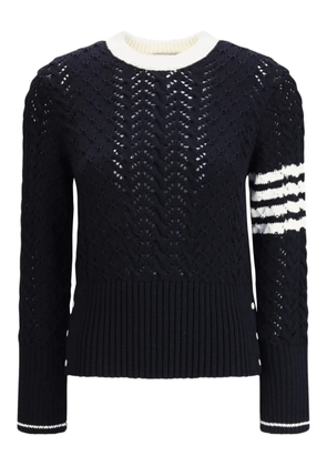 Thom Browne cable-knit pointelle-stitch jumpers - Blue