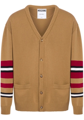 Moschino stripe-trimmed virgin-wool cardigan - Brown