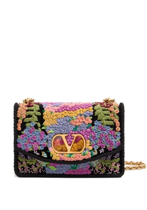 Valentino Garavani floral embroidered mini shoulder bag - Black