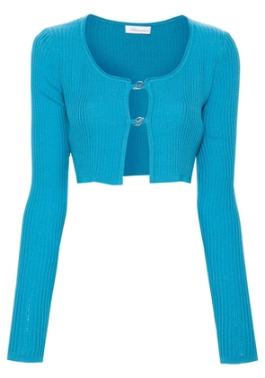 Blumarine cropped ribbed-knit cardigan - Blue
