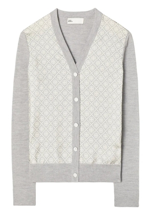 Tory Burch T-monogram wool-silk cardigan - Grey