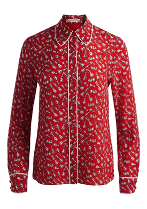 alice + olivia Willa chess-print piped shirt - Red