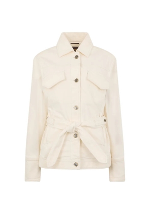 Moorer belted pocket jacket - White