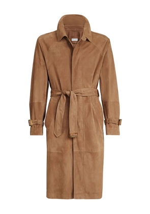 Brunello Cucinelli suede belted coat - Brown