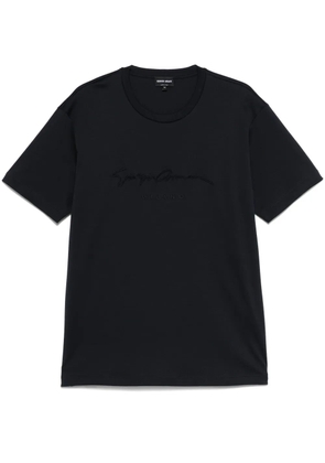 Giorgio Armani logo embroidered T-shirt - Blue