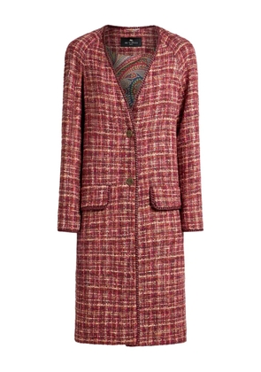 ETRO tweed single-breasted coat - Red