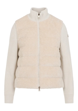 Moncler padded teddy wool zip-up cardigan - Neutrals