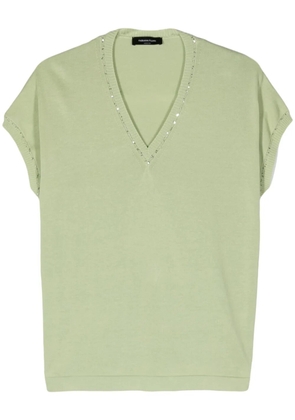 Fabiana Filippi sequined-trim short-sleeve jumper - Green