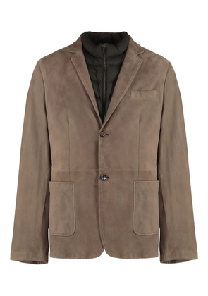 Moorer suede lapel jacket - Brown