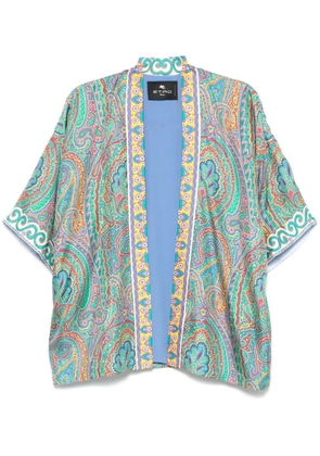 ETRO paisley-print open-front jacket - Blue
