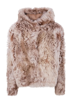 Yves Salomon hooded lamb-fur jacket - Brown