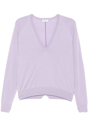 Lanvin pointelle-trim sweater - Purple