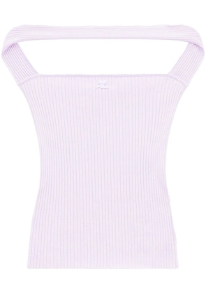 Courrèges cut-out ribbed knit top - Pink